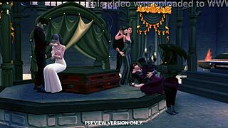 Masquerade night gangbang in 3D hentai with pussy licking!