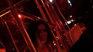 Frankie showcases hot stockings in a retro striptease performance