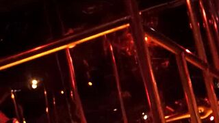 Frankie showcases hot stockings in a retro striptease performance