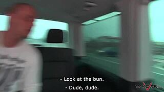 Squirting Brunette Sucks Stranger's Cock In Taxi Van!