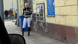 Blonde picked up and taken home by couple