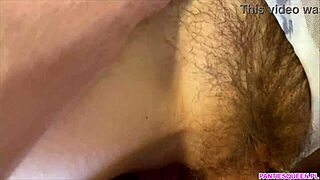 Stepbro bangs my hairy twat and stains my panties with his semen