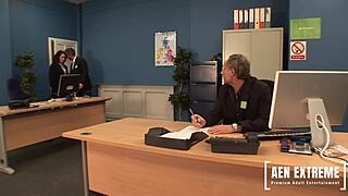 teen secretary olga cabeava handles three eager cocks in wild office break