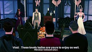 Masquerade night gangbang in 3D hentai with pussy licking!