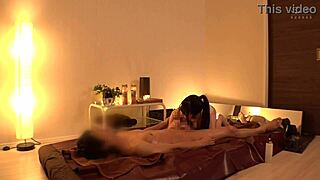 Mini skirt flips up showing panties, huge cleavage bounces with every move on Japanese amateur