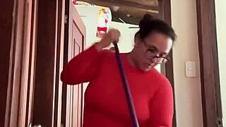 Cute milf masturbates in the bathroom for creampie.