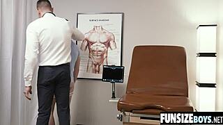 Hot teen patient drilled by massive doctor cock during rough anal ultrasound.