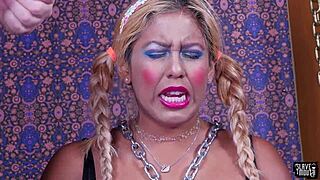 Olive skinned sub teen 18+ gets domination blowjob with gagging, choking, and facial cumshot