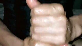 sexy skinny couple enjoys an intense handjob session