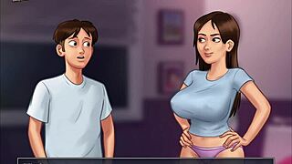 Summertime Saga 211: Riding Monster Cock in Cowgirl Position with Shaved Pussy.