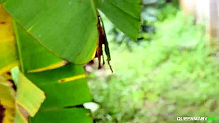 My hot neighbor bends over for doggy fucking and creampie