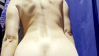 Hidden camera captures young latina teen in department store fitting room.