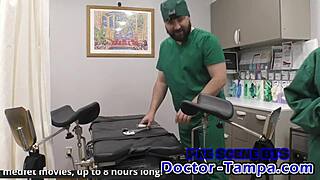 glove play as doctor tampa examines virgin aria nicole