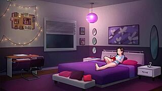 Summertime Saga 211: Riding Monster Cock in Cowgirl Position with Shaved Pussy.