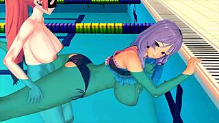 girl studying swimming in 3d anime 😊