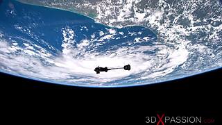 On Earth orbit, a sci-fi sex android seduces a hot young blonde.