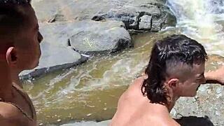 Shaving my hairy penis then fucking shaved in outdoor hentai scene