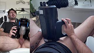 trying my new xspacecup xt5 auto-stroker toy for first time, oops!