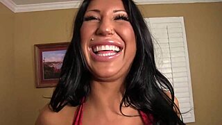 Angelica Taylor's dick sucking lips work magic. Her shaved pussy gets pounded hard.