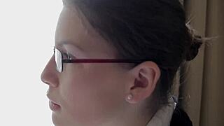 The nerd receives oral service and a hardcore ride