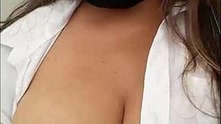 i’m a student starting porn, masturbating my tight vagina with a huge dildo