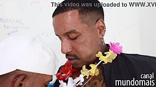 Three black guys have hardcore fucking in the bathroom with big cocks.