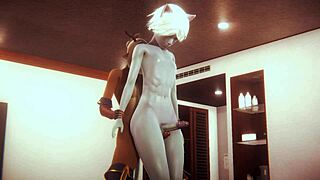 Furry cat boy pounded by futanari girls, wow!