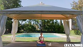 Vixen Bombshells Kelly and Stefany Share a Hard Cock in Deepthroat Outdoor Action