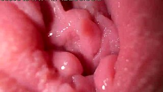 Close up and personal look at a wet and open vagina