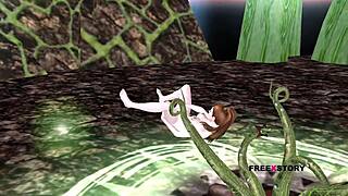 Cute Girl Rubs And Fingers Her Pussy In 3D Animation