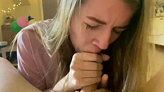 she is sucking sloppy to tears