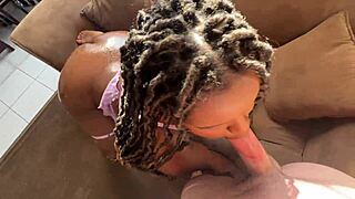 Busty black beauty craves hard interracial sex and creampie
