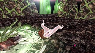 Cute Girl Rubs And Fingers Her Pussy In 3D Animation