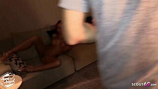 German redhead teen lets old photographer bang her bare without condom