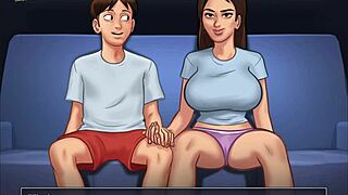 Summertime Saga 211: Riding Monster Cock in Cowgirl Position with Shaved Pussy.