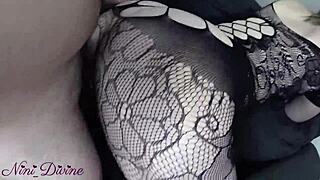 a french milf in sexy lingerie rides reverse cowgirl hard