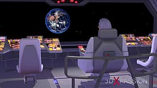 On Earth orbit, a sci-fi sex android seduces a hot young blonde.