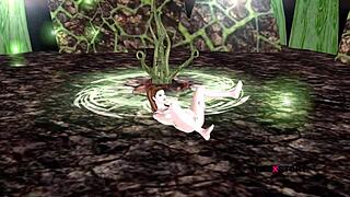 Cute Girl Rubs And Fingers Her Pussy In 3D Animation