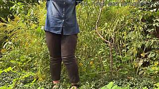 Stepmother's gentle hands caress chubby body on public street