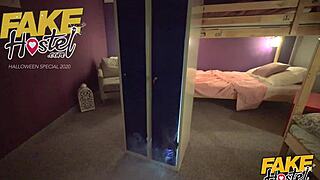 fake hostel halloween special the haunted locker sweet horny teen with small tits gets wet riding massive cock