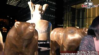 Deutsche 18-Year-Old Student with Glasses Picked Up Online for a Wild Street Fuck