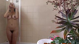 showering aussie teen with huge natural tits in high definition.
