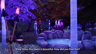 Oh wow, Elsa and Kristoff banging wild in public 3D hentai scene!