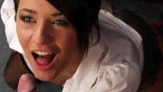 I can't believe this nasty babe got cumshot on her face and gulped all the cum in the blowbang, it was so hottt!