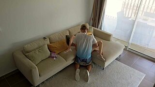 Cheating Husband FUCKS Babysitter for Candy in Secret Footage