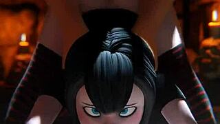 Mavis在疯狂3D卡通动作中接受猛烈后入式操