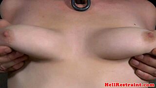 Restrained woman squirts during intense toy play