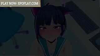 kyouyama kazusa from blue archive in steamy hentai action with cute blowjob