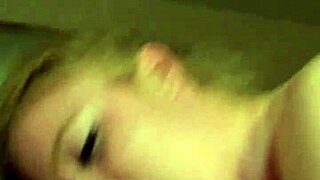 white girl sucking dick in a casual teen scene, getting into the blowjob action.