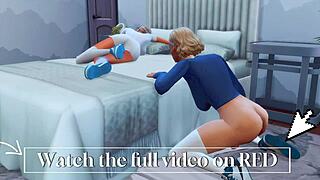 lustful futanari stepmom says, come here, straight daughter, let's play in sims 4 anime hentai animation